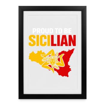 Siciliens de la fierté – Bloc de couleurs de la Sicile - Affiche encadrée (27 × 37 cm) - noir - Devant