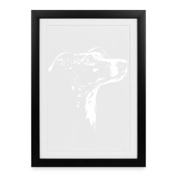 Galgo Español, silhouette Galga Lévriers Wilsigns - Affiche encadrée (27 × 37 cm) - noir - Devant