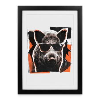 Cool Wild Boar Sunglasses Vintage - Framed poster (27 × 37 cm) - black - Front