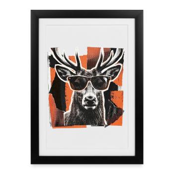 Lunettes de soleil Vinatge pour cerfs - Affiche encadrée (27 × 37 cm) - noir - Devant