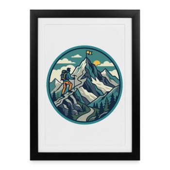 Mountaineering Adventure Summit Motif - Framed poster (27 × 37 cm) - black - Front
