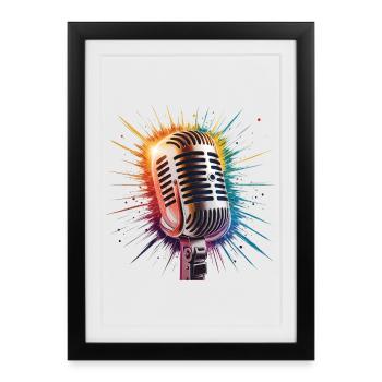 Mikrofon-Kunstdruck - Gerahmtes Poster (27 × 37 cm) - Schwarz - Vorne