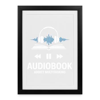 Livres audio, histoires de livres audio, casques - Affiche encadrée (27 × 37 cm) - noir - Devant