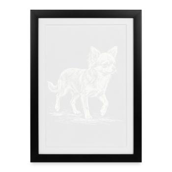 Chihuahua Sketch – Minimalistisches Design - Gerahmtes Poster (27 × 37 cm) - Schwarz - Vorne