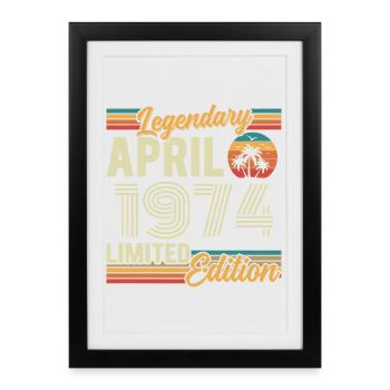 Avril 1974 Cadeau 52e Anniversaire - April 1974 - Affiche encadrée (27 × 37 cm) - noir - Devant