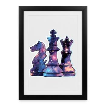 Pièces d’échecs dans l’espace – Galaxy Nebe - Affiche encadrée (27 × 37 cm) - noir - Devant