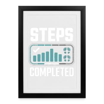 Steps Completed 10000 Schritte - Framed poster (27 × 37 cm) - black - Front