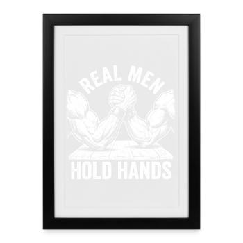 Arm Wrestling – Real Men Holding Hands - Framed poster (27 × 37 cm) - black - Front