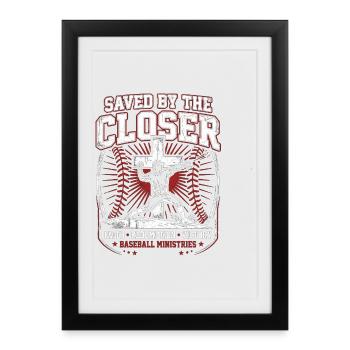 Sauvés par le Closer Christian Baseball Jesus - Affiche encadrée (27 × 37 cm) - noir - Devant