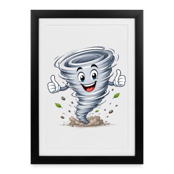 Funny Whirlwind Tornado Weather Motif - Framed poster (27 × 37 cm) - black - Front