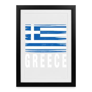Brushstroke Flag Greece - Framed poster (27 × 37 cm) - black - Front