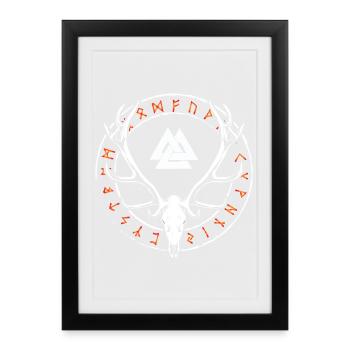 Nordic Knot - Runic Circle Antlers - Framed poster (27 × 37 cm) - black - Front