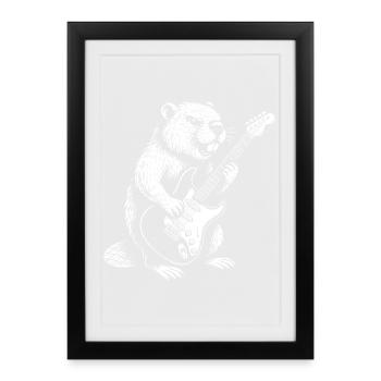 Beaver Guitar Hero - Framed poster (27 × 37 cm) - black - Front