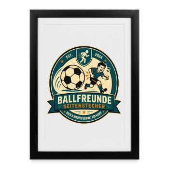 Ballfreunde Seitenstecher - Gerahmtes Poster (27 × 37 cm) - Schwarz - Vorne