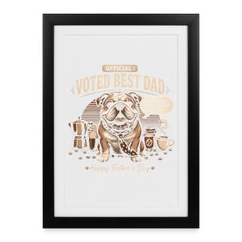 Meilleur Papa Chien Voté - Fête des pères - Affiche encadrée (27 × 37 cm) - noir - Devant