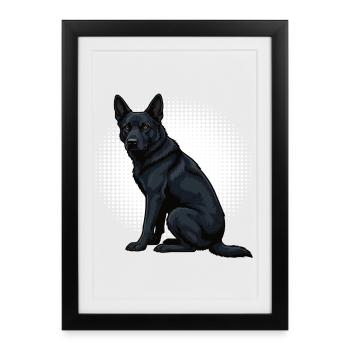 Black German Shepherd German Shepherd Owner - Framed poster (27 × 37 cm) - black - Front