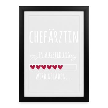 Chefärztin Ausbildung Medizinstudium Ärztin - Gerahmtes Poster (27 × 37 cm) - Schwarz - Vorne