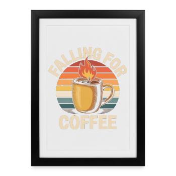 Falling For Coffee Retro Vintage Fall - Framed poster (27 × 37 cm) - black - Front