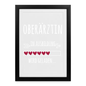 Oberärztin Ausbildung Medizinstudium Ärztin - Gerahmtes Poster (27 × 37 cm) - Schwarz - Vorne