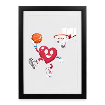 Cœur rétro design de la Saint-Valentin Amour - Affiche encadrée (27 × 37 cm) - noir - Devant
