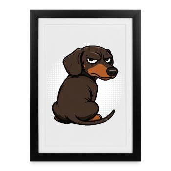 Propriétaire teckel Teckel Propriétaire teckel Propriétaire teckel Amant teckel - Affiche encadrée (27 × 37 cm) - noir - Devant