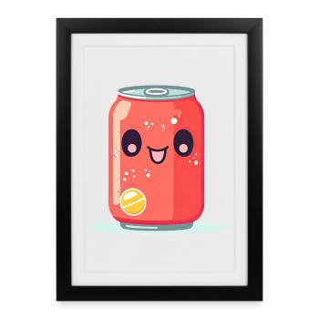 Boîte de limonade Kawaii avec visage - Affiche encadrée (27 × 37 cm) - noir - Devant