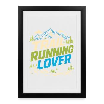Trail Running Lover Mountain Forest Graphic - Framed poster (27 × 37 cm) - black - Front