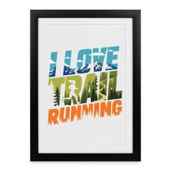 J’adore la course sur sentier - Affiche encadrée (27 × 37 cm) - noir - Devant