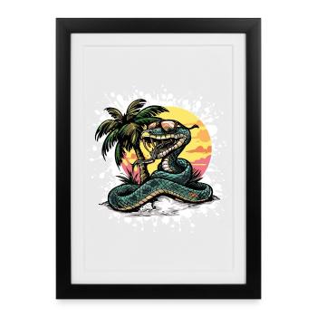 Snake Cobra Summer Comic - Affiche encadrée (27 × 37 cm) - noir - Devant