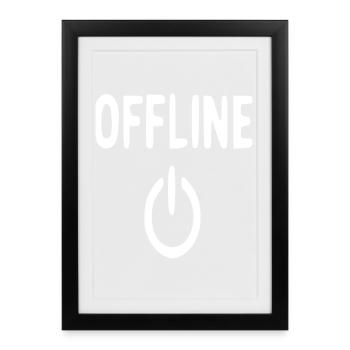 Offline Power Icon Pattern - Framed poster (27 × 37 cm) - black - Front