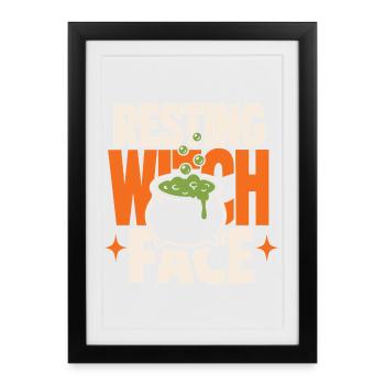 Resting Witch Face Cauldron - Framed poster (27 × 37 cm) - black - Front