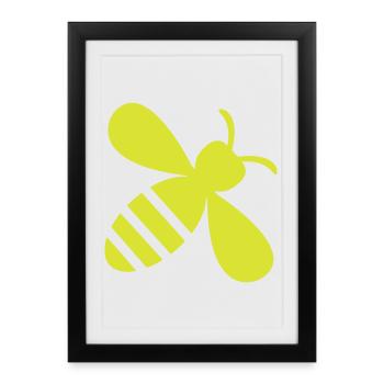 Yellow Bee Icon Pattern - Framed poster (27 × 37 cm) - black - Front