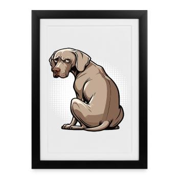 Propriétaire de Weimaraner Passionné de Weimaraner - Affiche encadrée (27 × 37 cm) - noir - Devant