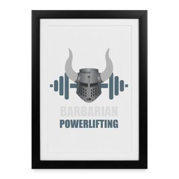 Entraînement de powerlifting Barbarian Warrior - Affiche encadrée (27 × 37 cm) - noir - Devant
