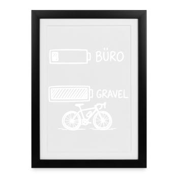 Büro Akku Gravelbike - Gerahmtes Poster (27 × 37 cm) - Schwarz - Vorne