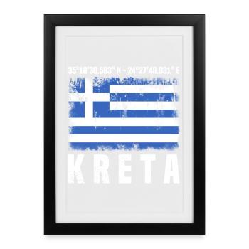 Coordonnées Crète - Affiche encadrée (27 × 37 cm) - noir - Devant