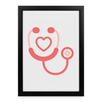 Medical Stethoscope Icon | Doctor Healthcare Symbo - Framed poster (27 × 37 cm) - black - Front