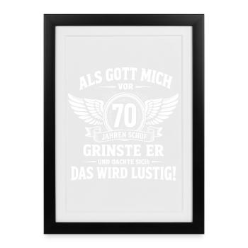 Lustiges Geschenk zum 70. Geburtstag - Gerahmtes Poster (27 × 37 cm) - Schwarz - Vorne