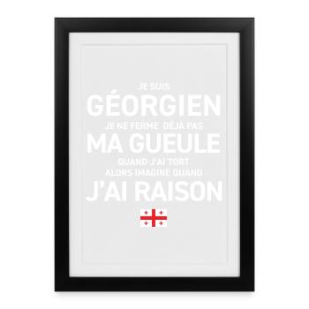 Je Suis Georgien Je Ne Ferme Deja Pas Ma Gueule... - Affiche encadrée (27 × 37 cm) - noir - Devant