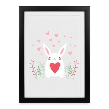 Lapin de l’Est Lapin de Pâques Oreilles de lapin mignon LOL - Affiche encadrée (27 × 37 cm) - noir - Devant