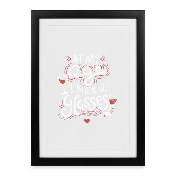 Verre à vin cadeau - Affiche encadrée (27 × 37 cm) - noir - Devant