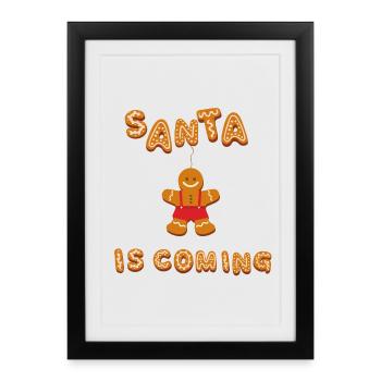 Santa is coming - Framed poster (27 × 37 cm) - black - Front