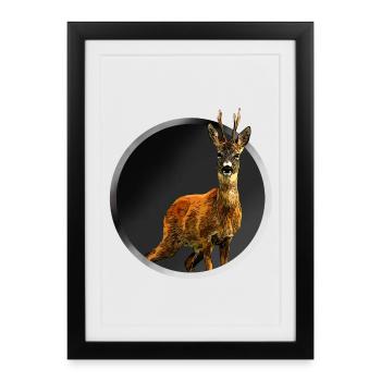deer - Framed poster (27 × 37 cm) - black - Front