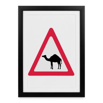 Caution Camel Traffic Sign - Framed poster (27 × 37 cm) - black - Front