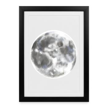 Nuit de pleine lune lune - Affiche encadrée (27 × 37 cm) - noir - Devant