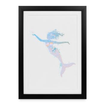 sirène ludique dans des couleurs pastel fraîches - Affiche encadrée (27 × 37 cm) - noir - Devant