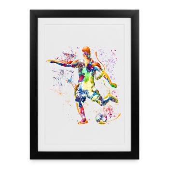 J’aime le football - joueurs de football fans de football - Affiche encadrée (27 × 37 cm) - noir - Devant
