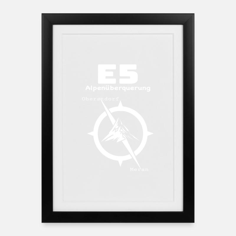 E5 Alpenüberquerung - Gerahmtes Poster (27 × 37 cm) - Schwarz