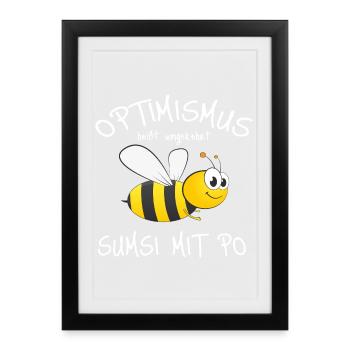 Optimistischer Bienen-Charme - Gerahmtes Poster (27 × 37 cm) - Schwarz - Vorne
