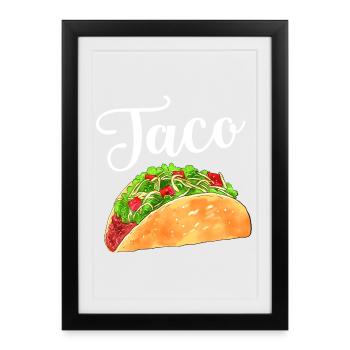 Taco aquarelle - Affiche encadrée (27 × 37 cm) - noir - Devant